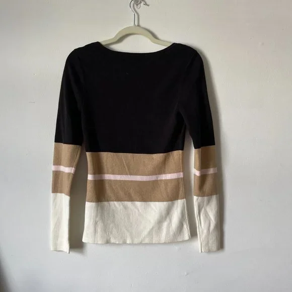 NWT Tommy Hilfiger Essential Stripe Square Neck Sweater In Black Size S - Picture 3 of 6